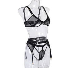 Cargar imagen en el visor de la galería, Wireless Lace Hollow Out Sexy 3 Piece Set
