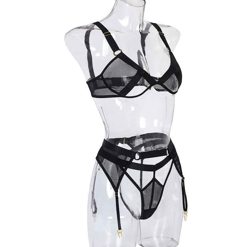 Wireless Lace Hollow Out Sexy 3 Piece Set