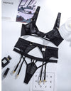 Wireless Lace Hollow Out Sexy 3 Piece Set