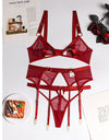 Wireless Lace Hollow Out Sexy 3 Piece Set