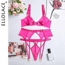 Carica l&#39;immagine nel visualizzatore di Gallery, Wireless Lace Hollow Out Sexy 3 Piece Set
