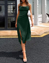 Cowl Neck Satin Party Dress