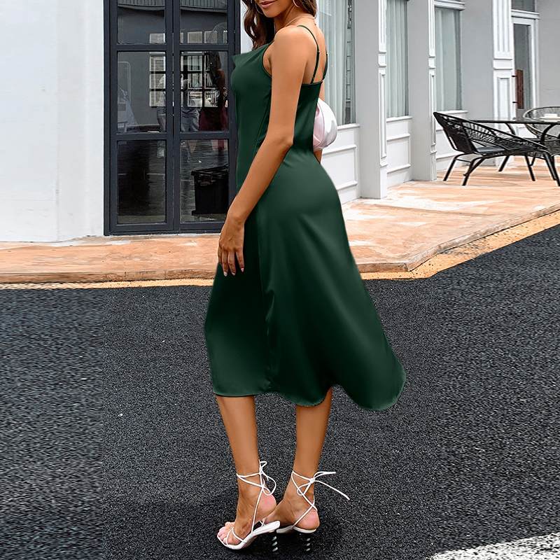 Cowl Neck Satin Party Dress