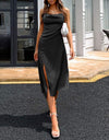 Cowl Neck Satin Party Dress