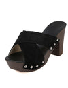 Cross Strap Chunky Heel Open Toe Sandal