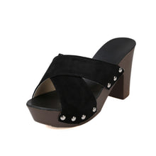 Cargar imagen en el visor de la galería, Cross Strap Chunky Heel Open Toe Sandal
