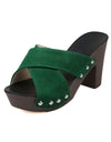 Cross Strap Chunky Heel Open Toe Sandal