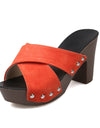 Cross Strap Chunky Heel Open Toe Sandal