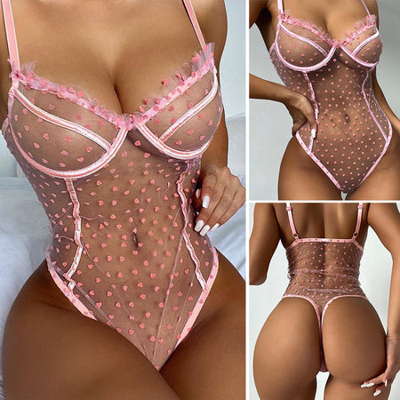 Mesh One Piece Bra Set Seamless Bodysuit