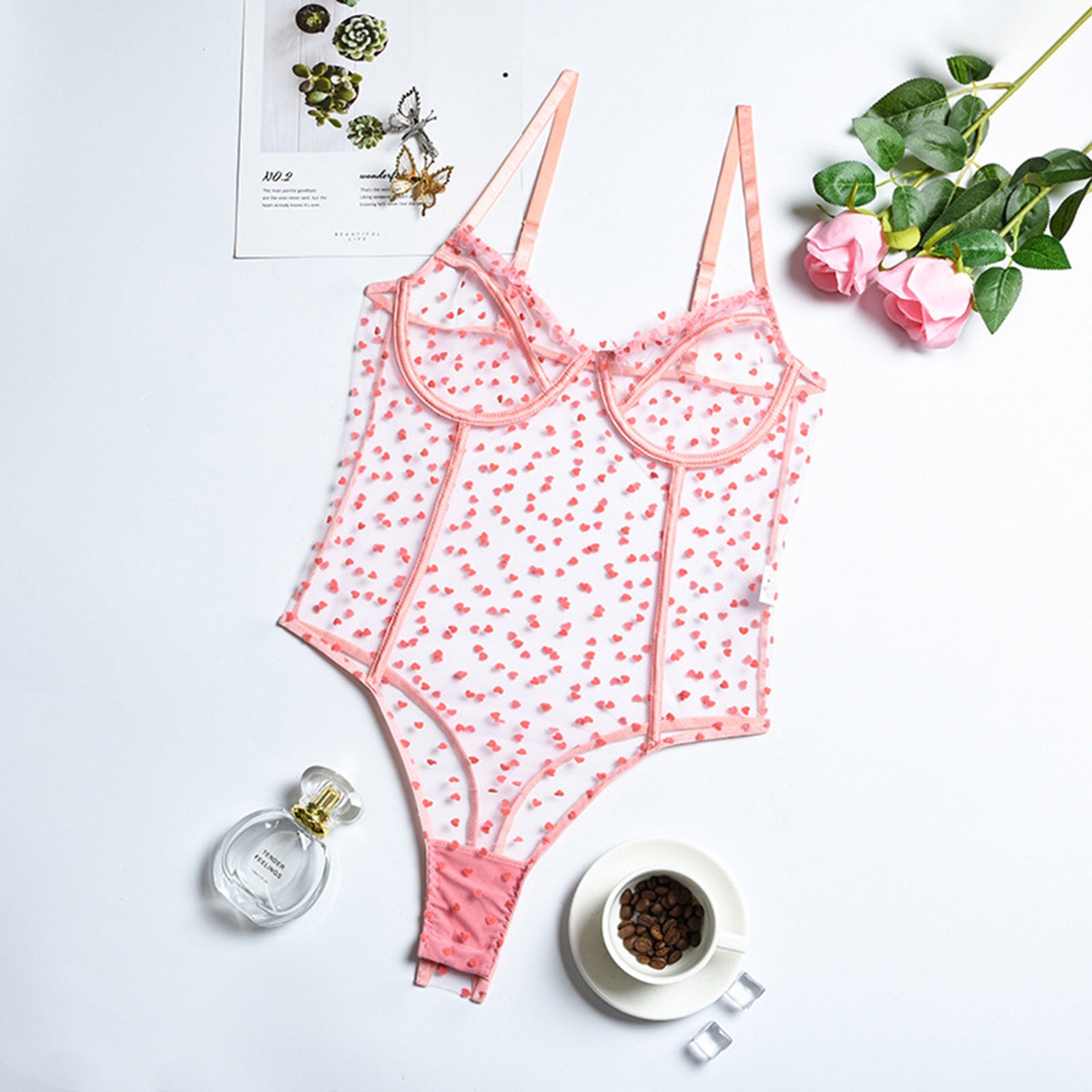 Mesh One Piece Bra Set Seamless Bodysuit