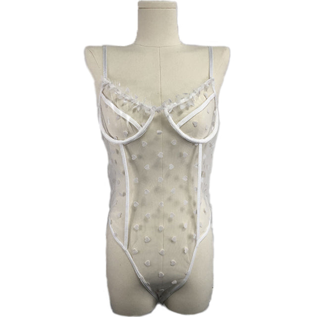 Mesh One Piece Bra Set Seamless Bodysuit