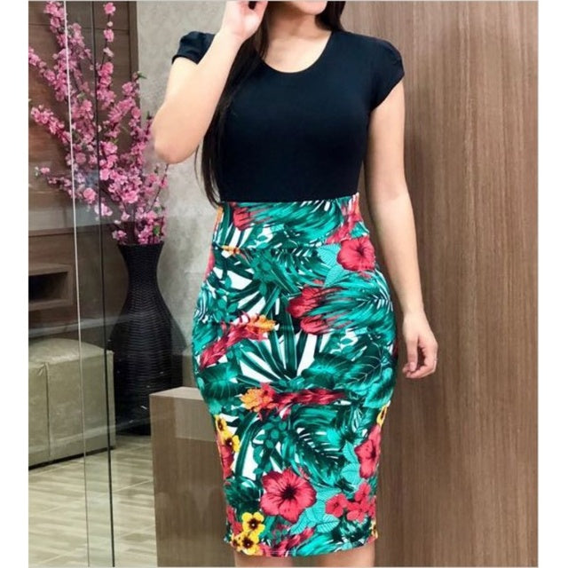 Floral Pencil Evening Dress