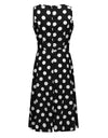 Elegant Sleeveless Polka Dot Print Blue Flared Dress