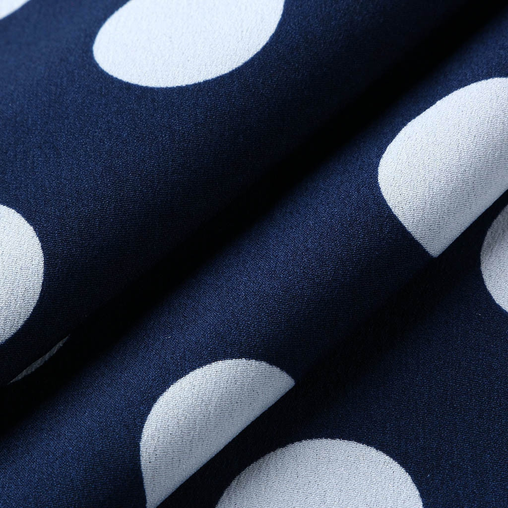 Elegant Sleeveless Polka Dot Print Blue Flared Dress