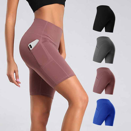 High Waist Gym Shorts With Phone Pocket