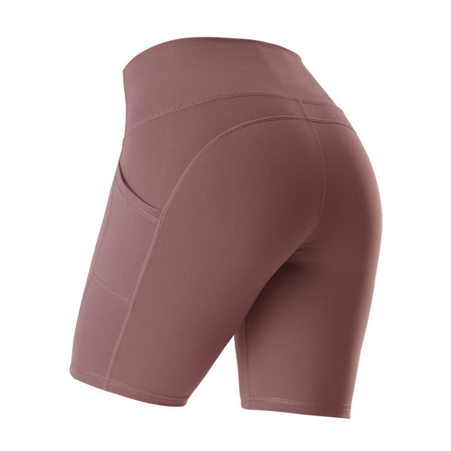 High Waist Gym Shorts With Phone Pocket