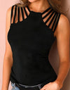 Knitted Off-Shoulder Hollow T-Shirt