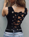 Backless Hollow Bandage Solid Color Camisole