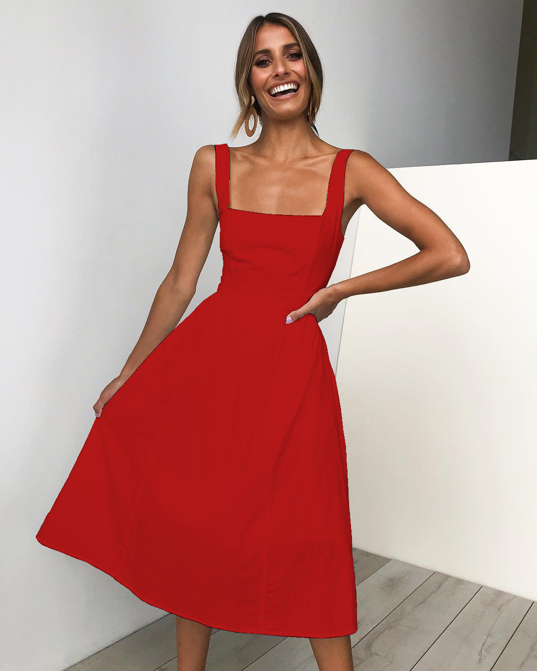 New Sexy Backless A-line Dress With Spaghetti Strap