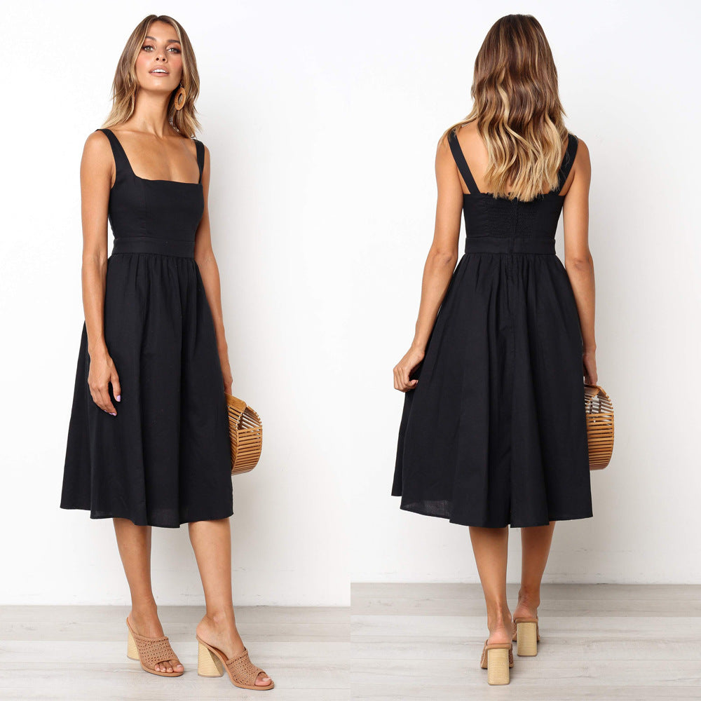 New Sexy Backless A-line Dress With Spaghetti Strap