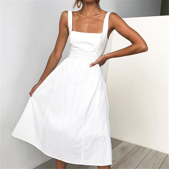 New Sexy Backless A-line Dress With Spaghetti Strap