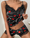 Lace Pajama V Neck Satin