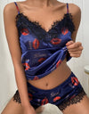 Lace Pajama V Neck Satin
