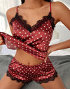 Lace Pajama V Neck Satin