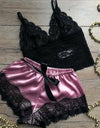 Lace Pajama V Neck Satin