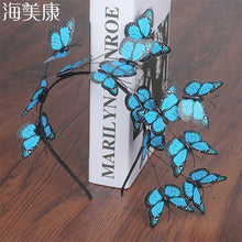 将图片加载到图库查看器，Handmade Blue Butterfly Headband
